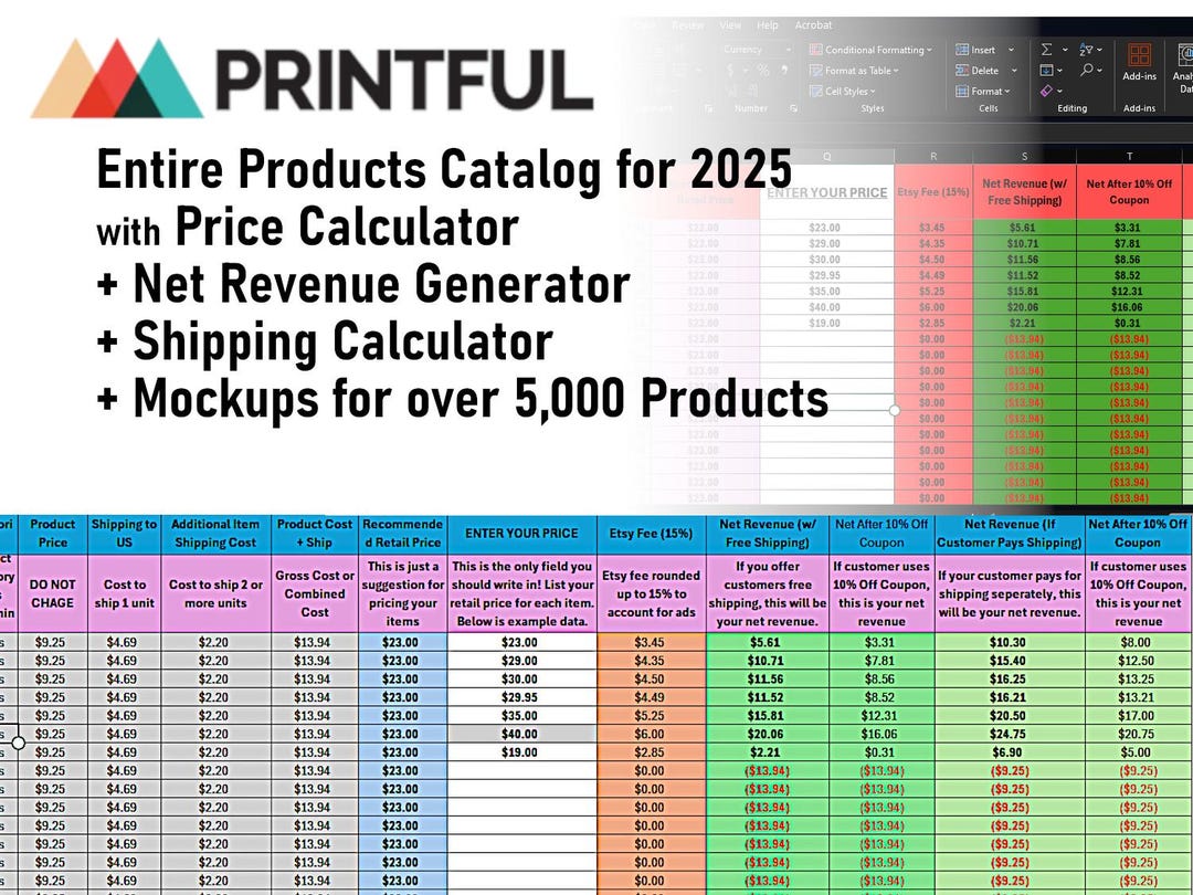 Printful Entire 2025 Product Catalog Price Calculator Including Mockups
