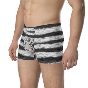 White Tiger Mens 3D Bulge Boxer Briefs