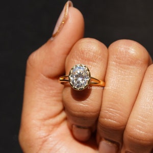 3.00 Carat Unique Design Bezel Set Ring/ Oval Cut Moissanite Ring/ Solitaire Oval Diamond Engagement Ring/ Propose Ring/ Gift Ring For Her