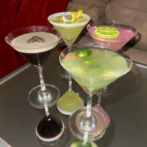 Resin Martini Glass Art: Handmade Bar Cart Decor