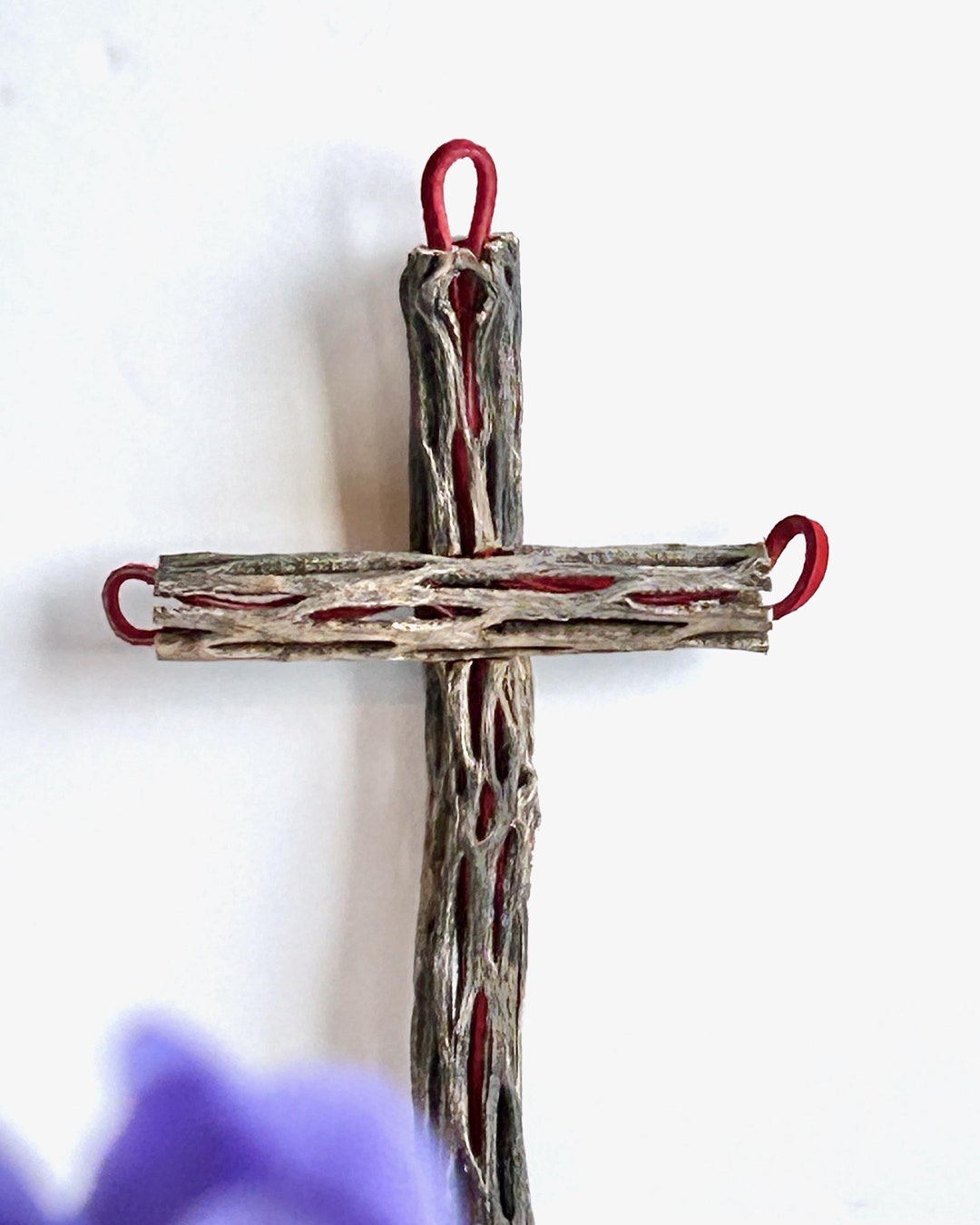 Handmade Cholla Cross Medium Natural Southwestern Red Leather Seasonal ...