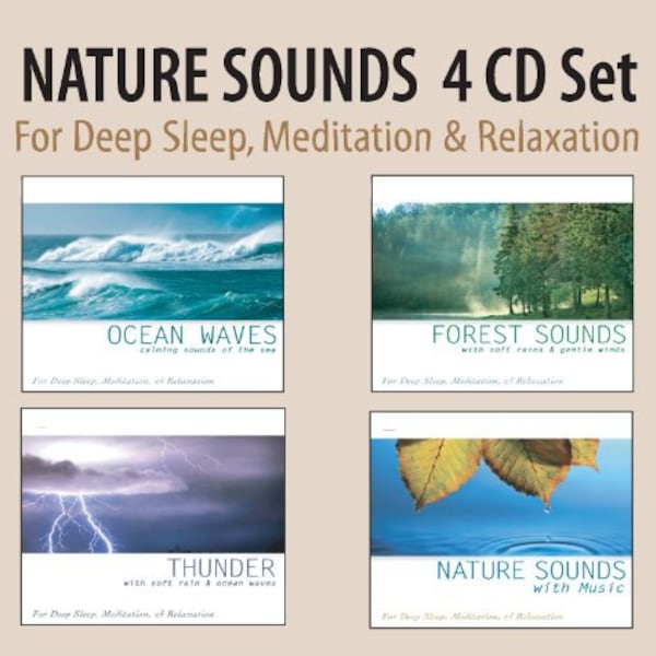 Sounds of Nature "4 CD Set" - Includes: Ocean Waves, Forest, Thunder, Healing Music, Nature Sounds for Deep Sleep, Meditation, & Relaxation.