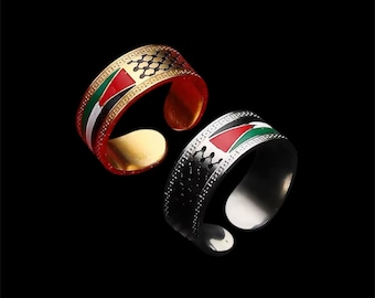 Kefiah palestinese ad anello con motivo - Bandiera - Kufiya - Palestina