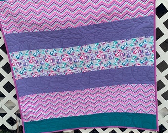 Baby Blanket, Baby Girl Flannel Quilt, Quilt for Baby Girl, Baby Girl Quilt, Fox Theme Baby Girl Blanket, Bright Baby Girl Quilt