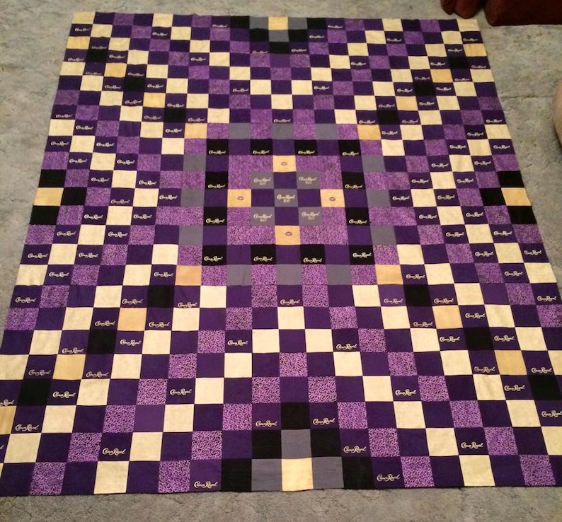 Custom Crown Royal Quilt, Custom Quilts made with Crown Royal Bags, Purple and Gold Quilt, Crown Quilt image 6