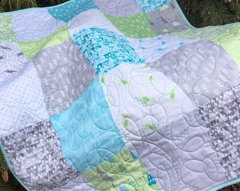 Baby Boy Quilt Woodland, Baby Boy Quilt, Baby Boy Blanket, Crib Quilt, Crib Bedding, Baby Boy