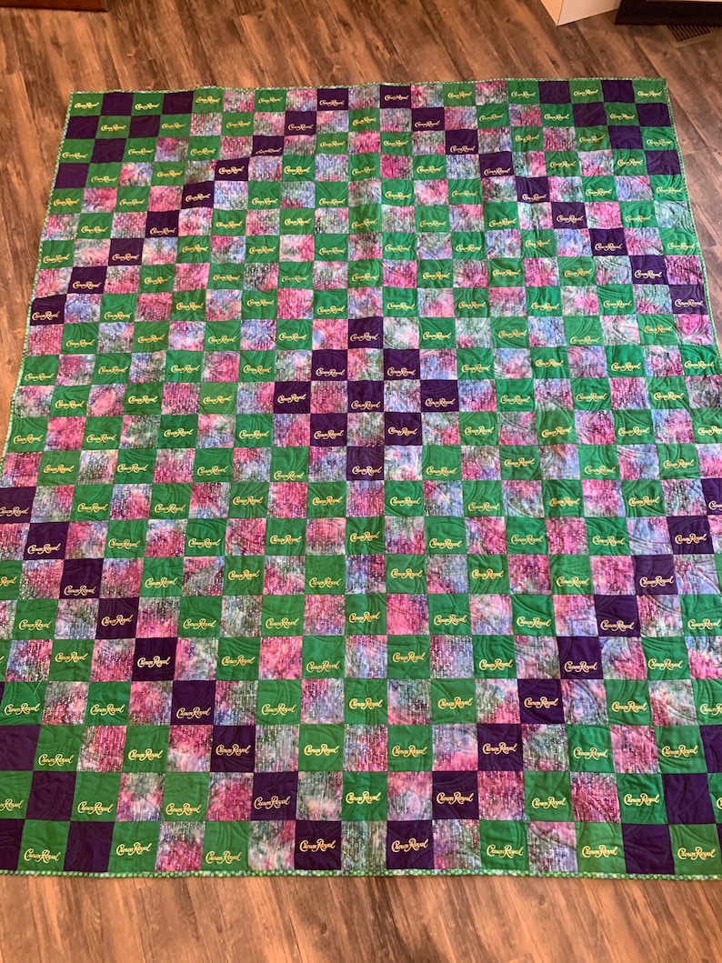 Custom Crown Royal Quilt, Custom Quilts made with Crown Royal Bags, Purple and Gold Quilt, Crown Quilt image 3