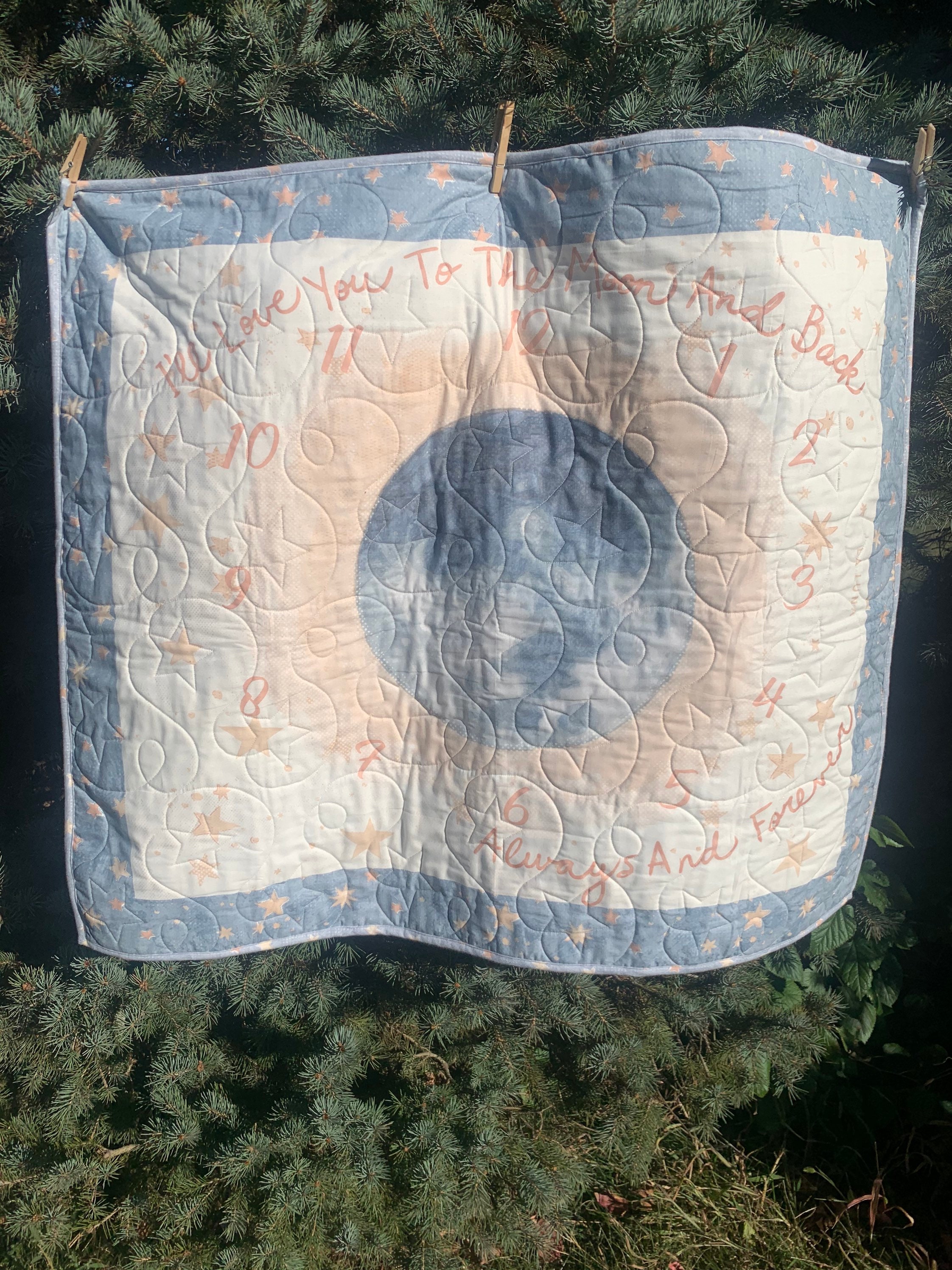 Milestones Quilt To The Moon And Back Milestone Quilt Etsy