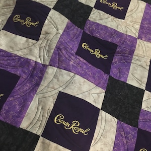 Custom Crown Royal Quilt, Custom Quilts made with Crown Royal Bags, Purple and Gold Quilt, Crown Quilt image 5