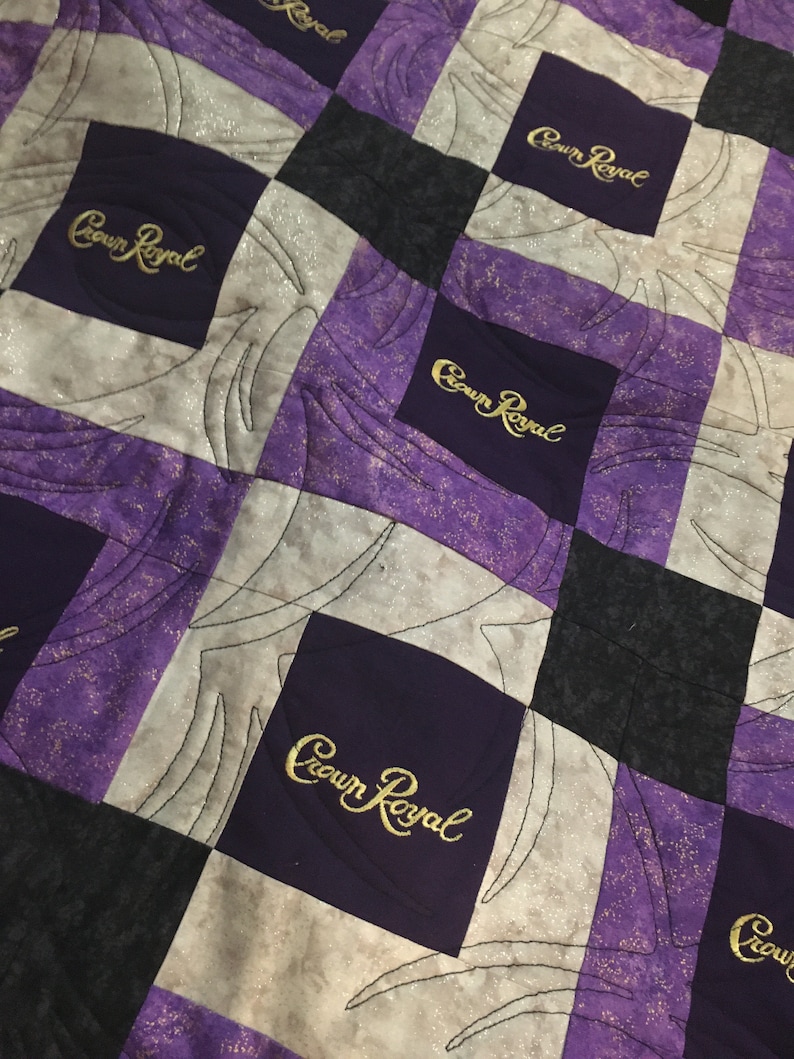 Custom Crown Royal Quilt, Custom Quilts made with Crown Royal Bags, Purple and Gold Quilt, Crown Quilt image 5