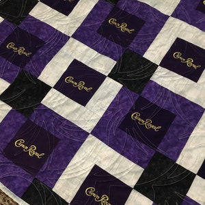 Custom Crown Royal Quilt, Custom Quilts made with Crown Royal Bags, Purple and Gold Quilt, Crown Quilt image 2