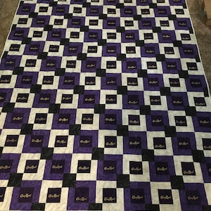 Custom Crown Royal Quilt, Custom Quilts made with Crown Royal Bags, Purple and Gold Quilt, Crown Quilt image 1