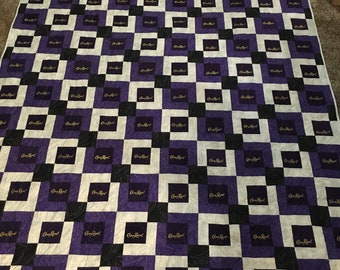 Custom Crown Royal Quilt, Custom Quilts made with Crown Royal Bags, Purple and Gold Quilt, Crown Quilt