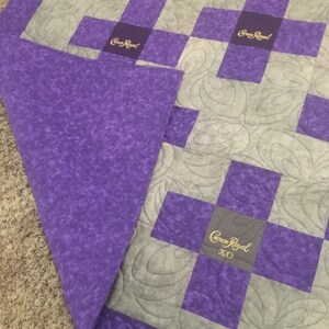 Custom Crown Royal Quilt, Custom Quilts made with Crown Royal Bags, Purple and Gold Quilt, Crown Quilt image 8
