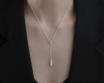 Collar con colgante de lágrima en plata de ley 925, collar minimalista ajustable, collar elegante, collar de oro de 18k, regalo para ella