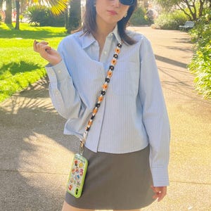 Makramételefonsladd, handgjord telefonrem, telefonkedja, telefonarmband, telefonsmycken - Boho-stil