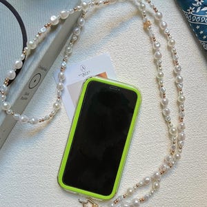 Pearl Phone Strap | Crystal Charms | Crossbody Phone Strap| Universal Phone Strap | Beaded Phone Charm| Necklace Cord Strap
