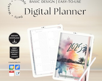 Planificador básico de agenda simple para iPad y Android, compatible con Goodnotes, Notability u otras aplicaciones de anotación de PDF, sincronización con Apple y Google Calendar.