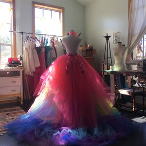 rainbow tulle wedding dress