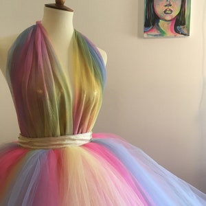 rainbow tulle dress womens
