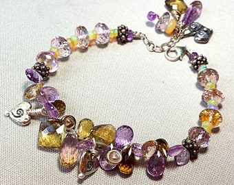 Ametrine Gemstone Bracelet, Citrine, Amethyst, Opal, Magick, Metaphysical Jewelry, Crystal Magic, Calming, Relaxing, Lovely Luxe Jewels