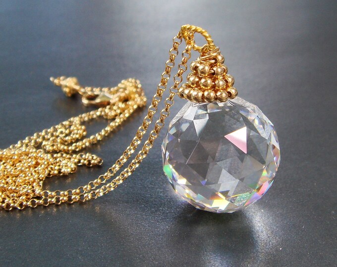 Crystal Ball Necklace Swarovski Suncatcher Prism Crystal Etsy