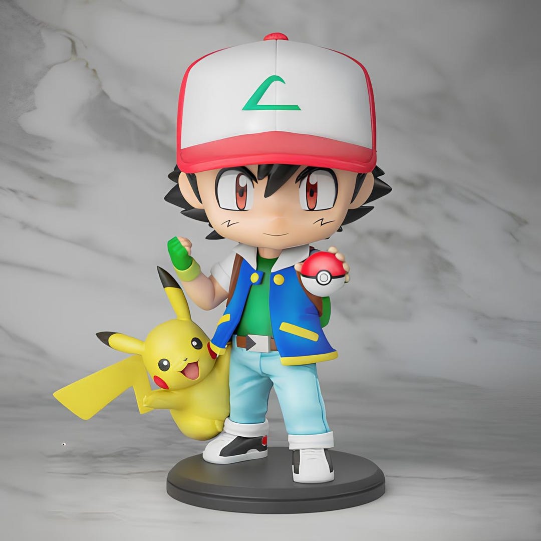 Ash and Pikachu 3D Printable Collectible Digital STL File for Pokémon ...