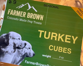 Freeze Dried Turkey Dog Treats- High Protein Cubes for Training, MealTopper, All Natural Snack
