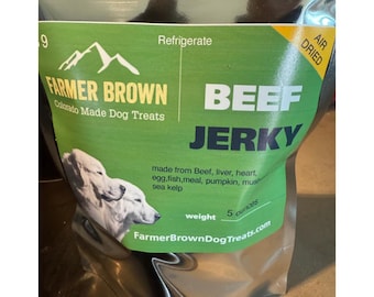 Air Dried Beef Jerky Dog Treats: Beef, Liver, Heart, Egg, Pumpkin (5 oz)