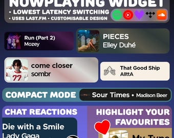 Widget de Spotify en reproducción: StreamElements, Twitch, Reacciones de chat
