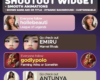Twitch Shoutout Widget: StreamElements, Smooth Animations