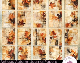 Antique Autumn Journal Papers: Vintage Scrapbook Collage Backgrounds (Digital Download)