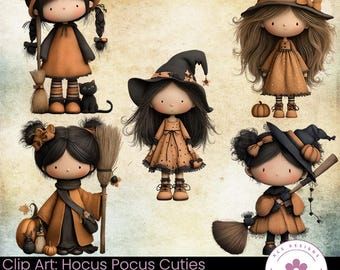 Halloween Witch Clipart, Hocus Pocus Cuties PNG (Digital Download)