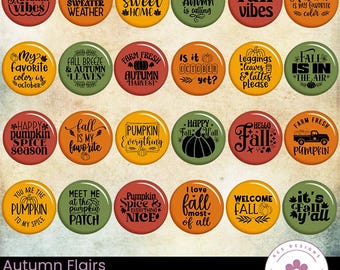 Autumn Flair Buttons: Printable Fall Scrapbook Brads (Digital Download)