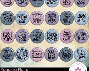 Reading Digital Flair Buttons: Scrapbook & Card Making (Digital Download)