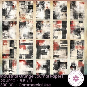 Industrial Grunge Digital Paper Pack, Junk Journal Paper, Scrapbook Backgrounds, Mixed Media Texture, Abstract Printable Papers
