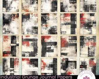 Industrial Grunge Digital Paper Pack: Mixed Media Scrapbook Backgrounds (Digital Download)
