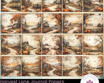 Harvest Lane Papers, Vintage Autumn Scrapbook Pages (Digital Download)