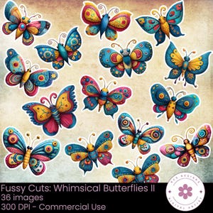 Découpes fantaisies, papillons fantaisistes II, Journal éphémères indésirables, Fournitures pour scrapbooking, Créations en papier, Stickers imprimables, Feuilles de collage