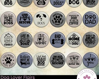 Dog Lover Digital Flair Buttons: Scrapbook & Card Making (Digital Download)