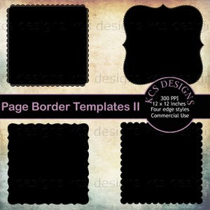 Plantillas de bordes festoneados y decorativos para páginas: Marcos de página completa para álbumes de recortes (Descarga digital)