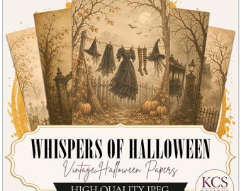 Whispers of Halloween Journal Papers, Vintage Halloween Printable Papers, Gothic Pages (Digital Download)