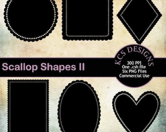 Scallop Shapes II: Digital Scrapbook Templates (PNG, CSH)