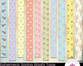 Ephemera: Spring Washi Tape, Printable Junk Journal Ephemera (Digital Download)
