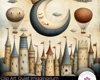 Quiet Imaginarium Clip Art, Surreal Collage Elements (Digital Download)