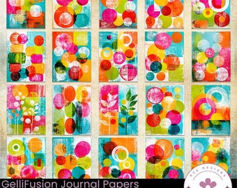 GelliFusion Journal Papers, Bold Mixed Media, Abstract, Scrapbooking, Card Making (Digital Download)