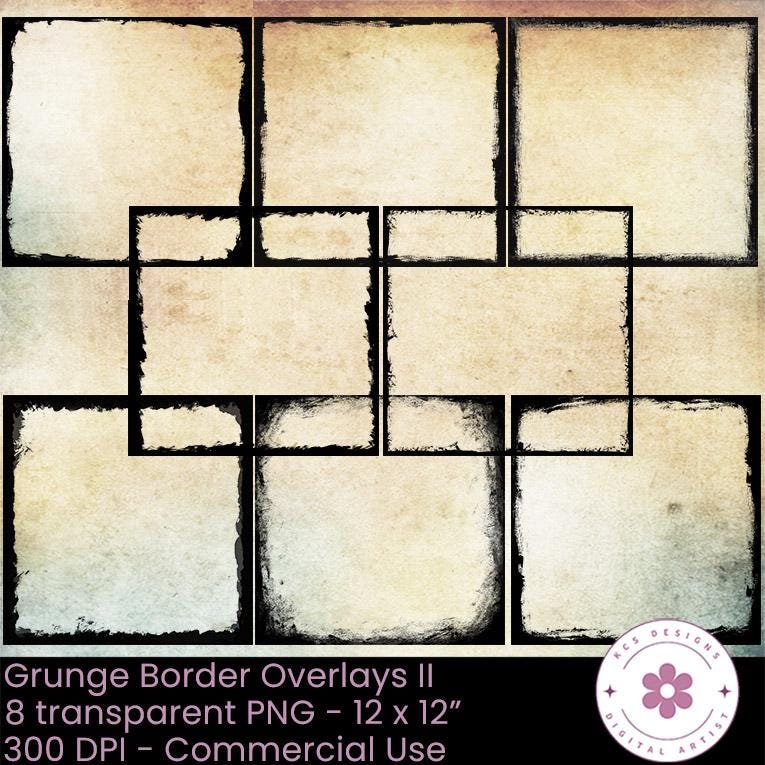 Grunge Overlays II, Edge Border, Paper Enhancement (digital Download ...