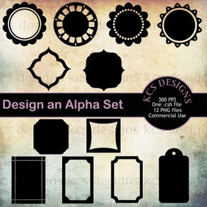 Crie um conjunto Alpha, modelos de alfabeto, Alfas de scrapbook digital, modelos de enfeites | Formas exclusivas | Formas decorativas