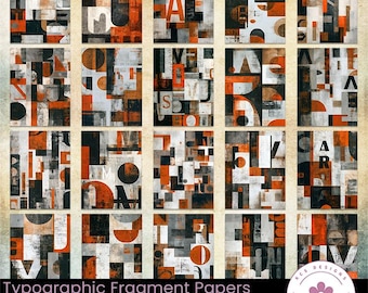 Typographic Fragment Papers – Abstract Letterpress Collage Backgrounds (Digital Download)