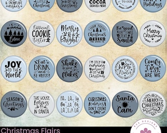 Christmas Flair Buttons: Printable Christmas Scrapbook Brads (Digital Download)